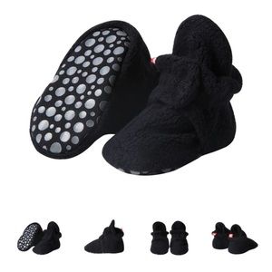 Zutano Cozie Fleece Baby Booties Size 12M BLACK